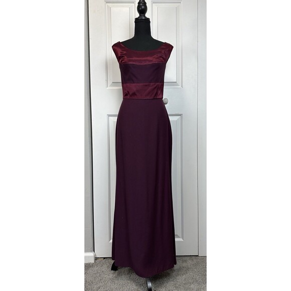 80s Vtg Oleg Cassini Gown 6 Burgundy Dress Long Black Tie New Years Formal Event